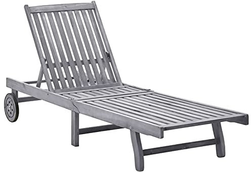 Mengtu Lit de bain en bois massif d'Acacia, chaises longues, canapé-lit, meubles de jardin, lit de piscine extérieure