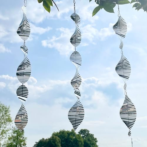 NEOEGOR Vogelschreck für draußen, Metall-Vogelschreck Geräte im Freien, doppelseitige Vogelreflektoren, um Vögel abzuschrecken, Vögel davon abzuhalten, Fenster zu schlagen, Windspiel für Hof,
