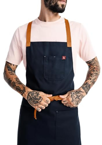 hedley & bennett Crossback Chef Apron, Pockets & Towel Loop, Midnight Blue