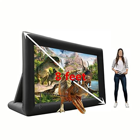Projector Screen, 8ft 10ft 16ft Inflatable Outdoor Projector Movies Screen With 12V Quiet Safety Fan And Portable For Theme Party Celerbration HD Blow Up Movie Screen(8ft)