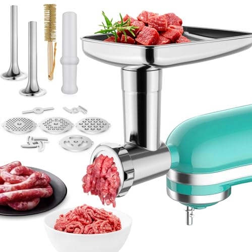 Lot de 15 accessoires en métal pour hachoir à viande KitchenAid, hachoir à viande, remplissage de saucisses, accessoire parfait pour mixeurs KitchenAid, argenté