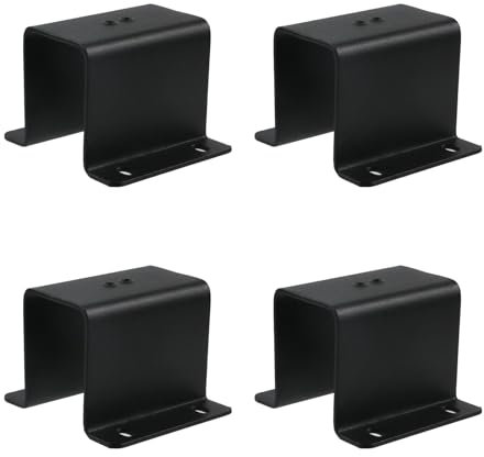 Nicerity 4Pcs Square Tube Strap Clamps Pipe Strap, Metal U Clamp Bracket for Mounting(Black)