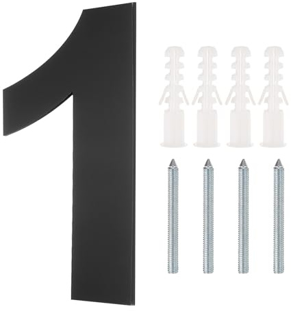 sourcing map 12 Inch Floating House Number, Stainless Steel Metal Modern House Number for Outside Address Sign for House with Nail Kit for Mailbox Yard Home Front Door (Number 1, Matte Black)