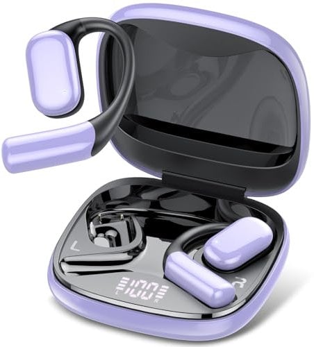 QCOQ Open Ear Bluetooth Kopfhörer, Kabellos Mit Druckvollem Bass, Klaren Anrufen, 50H Spielzeit, LED Anzeige, IPX7 Wasserdicht