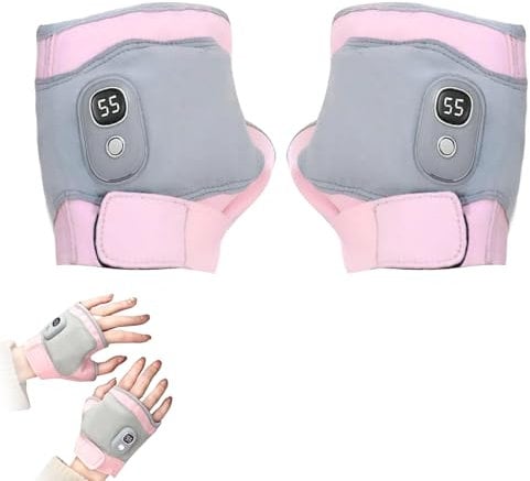 Fingerless Heated Gloves - Rechargeable, 3 Speed, Winter Warm Gloves for Cold Weather (Pink, 3000mAh)