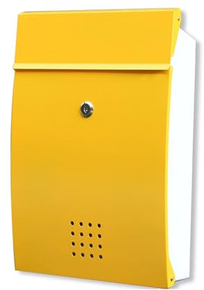 BAMFY Wandbefestigung Abschließbarerbriefkasten Mit SchlüSselschloss Zeitungsbox Kunst Aus Eisen Wetterfest Postkasten Plastik SprüHen Letter Box Für Außen Haus(Gelb)