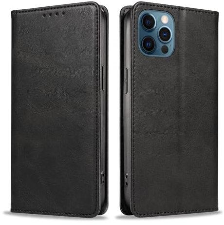 Vancle Case for iPhone 12 / 12Pro Phone Case, Flip Wallet PU Leather Phone Case with [4 Card Slots] [Kickstand] Black