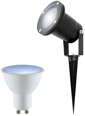 EDO Spot LED Extérieur avec Piquet GU10 HORTUS Noir, 5,5W Blanc Neutral 4000K, Étanche IP65, Éclairage Exterieur, Spot de Jardin à Encastrer pour Jardin Cour Arbre Pelouse Plantes Chemin