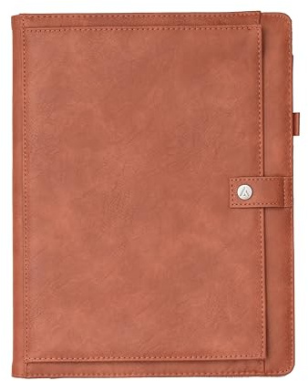 Blue Sky ASMBLD Faux Leather Padfolio, 12.13 x 9.45, Letter Size, Undated, Professional Portfolio with Notepad, Business Organizer for Meetings and Office, Tan