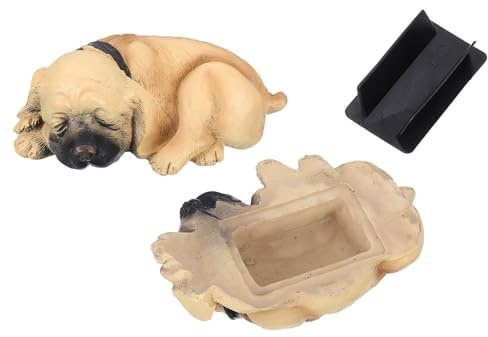 QUARKZMAN Schlüsselversteck für Draußen, Faux-Hund mit Geheimfach, Beige | zum diskreten und sicheren Verstauen von Schlüsseln, Bargeld und Wertsachen