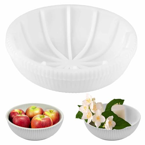 Silikonform Schale, Groß Silikonformen GießFormen Schale 20 x 7 cm, Rund Gestreifte Silikonform GießForm, Epoxidharz GießForm Schale für Tablett Basteln DIY-Projekt