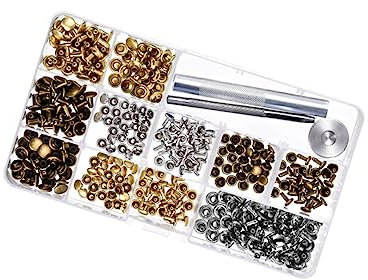 DOITOOL Juego de 240 cierres a presión de cuero, herramientas de herramientas decorativas, cierres a presión, botones a presión, remaches de cuero para manualidades