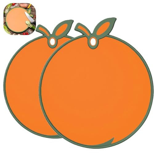 Envenzo Envenzo Lot de 2 grandes planches à découper en plastique pour découper viande/légumes/pain Orange