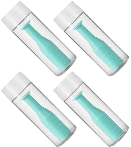 tiyiyok 4 Pièces Ventouse Lentille Souple, Pinces a Lentilles de Contact, Pince à épiler en Silicone avec Flacons sans Ventilation, pour Lentilles de Contact Souples et Dures (Vert)