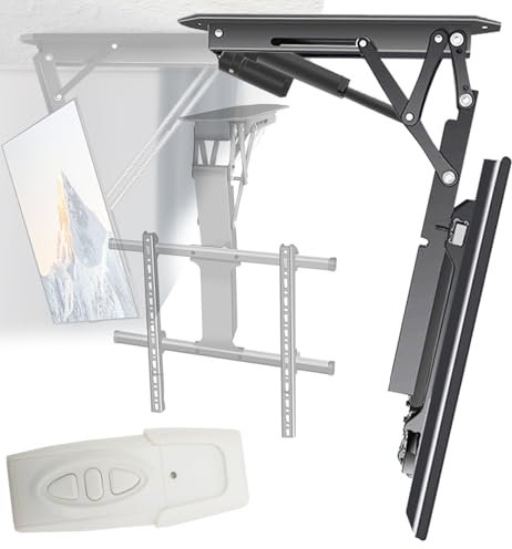 Soporte de techo eléctrico para TV de 32-70 pulgadas/50-90 pulgadas con control remoto e interruptor, soporte de techo motorizado para TV - Ajuste de ángulo de 0 a 85°,50-90inch