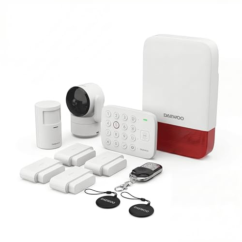 Daewoo Vigilia VIG102+ - Sistema inalámbrico sin suscripción, Compatible con Animales, detectores y Sirena incluidos, Incluye cámara de vigilancia Full HD, aplicación incluida