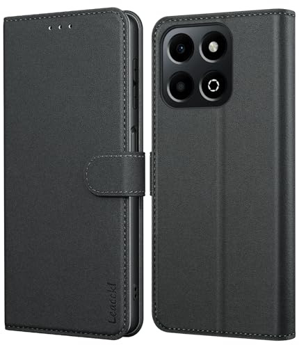 Leacckl for Honor 400 Smart Case, Leather Wallet Case, Flip Case with Card Holder and Magnetic Buckle, Black