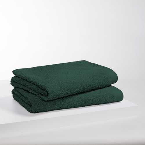 s.Oliver 2 TLG Duschtuch Set 70x140cm - 100% Baumwolle, 600 g/m², weich & saugstark, Doppelpack Duschtücher flaschengrün