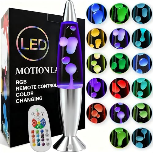 AONESY Lavalampe Kinder mit 17 Farbwechsel: Lavalampe Groß für Stressbewältigung und Entspannung | Große Lavalampen Schwarz Gold | Dimmbar Glitzer Lampe für Kinder Erwachsene | 40cm Weiß