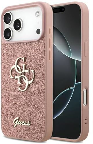 CG MOBILE Guess Fixed Glitter Large 4G Case for iPhone 17 Pro Max (Pink)