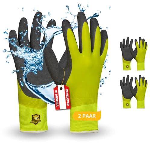 G4P Arctic Extreme - Winter Arbeitshandschuhe mit Latex-Doppel-Beschichtung & Sandy-Finish, 2 Paar nahtlose Handschuhe für sehr kalte Arbeiten, wasser- & ölabweisend, Gr. L (Gr. 9)