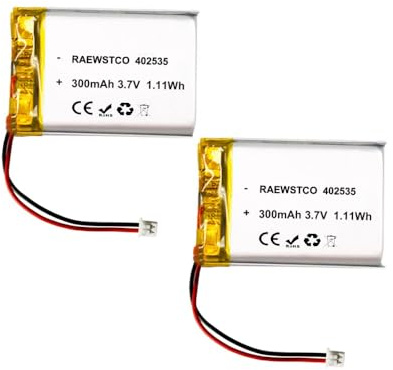2 Stück 3,7-V-Akku, 300 mAh Li-Polymer, Lithium-Akku, wiederaufladbarer, rechteckig 402535, Smartwatch, Bluetooth-Headset usw.