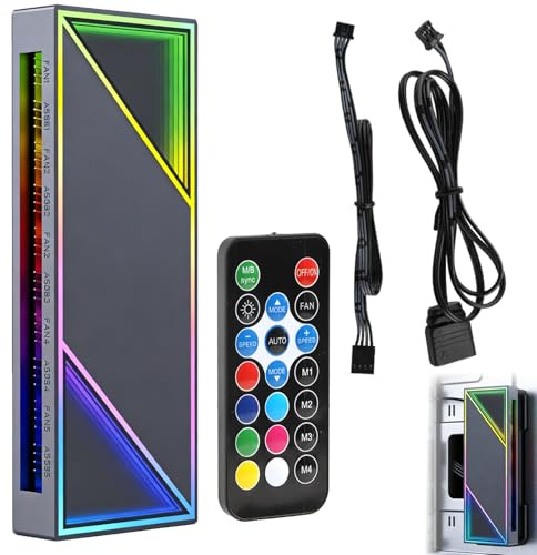 ARGB Fan Hub with Controller, Magnetic 12 Ports 4-Pin PWM Fan Connector, 12 x 5V 3-Pin ARGB Ports, RGB Fans Hub for PC Case with Strong Magnetic Base SATA Power Remote, Adjustable Speed