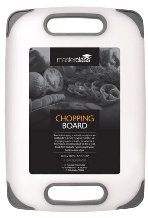 MasterClass Non-Slip Plastic Chopping Board With Handle, 40 x 28 cm - White