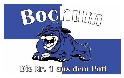 Bulldogge Bochum Fussball Fahne Flagge Grösse 1,50x0,90m