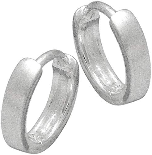 Vinani Unisex Ohrringe 925 Silber - Klapp-Creolen - klein mattiert - Ohrring Set für Damen und Herren aus 925 Sterling Silber - CKM