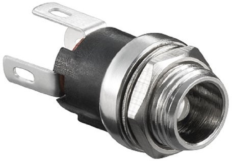 12V 24V DC Einbau-Buchse Einbau-Kupplung Terminal Einbauelement männlich, Innendurchmesser 5,7mm, Stiftdurchmesser 2,5mm, Metallausführung mit Befestigungsmutter