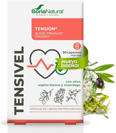 Soria Natural Tensivel - Ayuda a la Salud Cardiovascular, Presión Arterial, Circulación - Mezcla de Extractos de Olivo, Espino y Muérdago - 30 Cápsulas