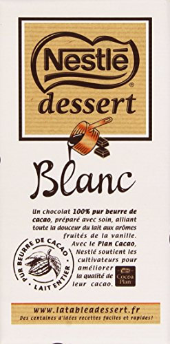 Nestlé Dessert Chocolat Blanc Tablette 180 g - Lot de 5