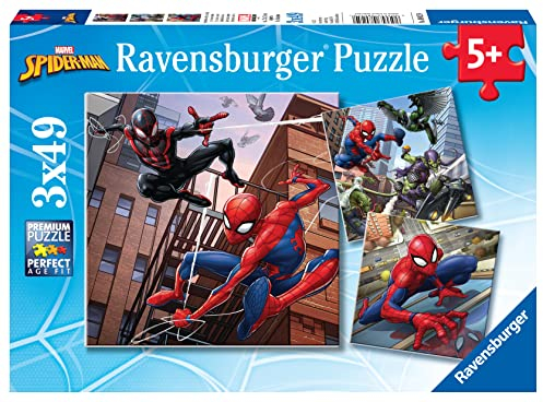 Ravensburger Marvel Spiderman Toys 3x 49 Piece Jigsaw Puzzles for Kids Age 5 Years Up - Gifts for Boys