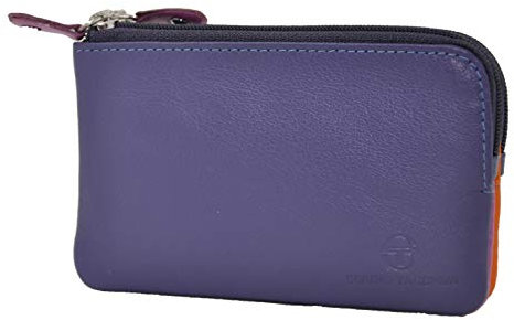 Sergio Tacchini Portachiavi Doppio in Vera Pelle Con Cerniera, Unisex (Prugna)