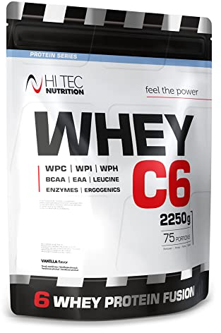 Whey C-6 Eiweißpulver 2250g – 6-fach Molkenprotein mit BCAA & EAA – Vanille – Muskelaufbau & Regeneration – Proteinshake für Sportler – Hi Tec Nutrition