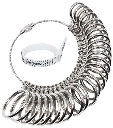 NIUPIKA Ring Sizer Set UK Size Belt Gauge Measurement Finger Sizing Measuring Tool for Women Men Jewellery Making UK Size A-Z Metal (Silver)