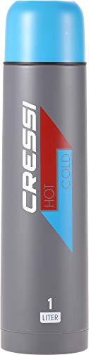 Cressi Stainless Steel Thermal Flask, Borraccia Sportiva Termica in Acciaio Inox Unisex Adulto, Grey (Antracite)/ Blu (Acquamarina), 1 l