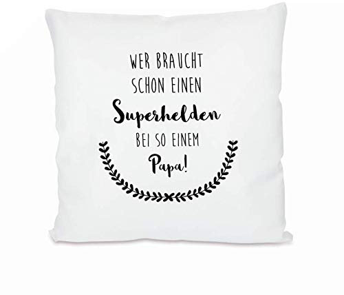 Manufaktur Liebevoll Papa Kissen Geschenk Spruchkissen Vatertagsgeschenk Superheld Geburtstagsgeschenk Weihnachten mit Kissenfüllung