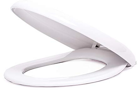 BM 4092 Tavoletta Copriwater Sedile WC Chiusura Ammortizzata Universale Standard Coperchio Toilet Seat Bagno Soft Close in Plastica, Colore Bianco Cerniere Incluse