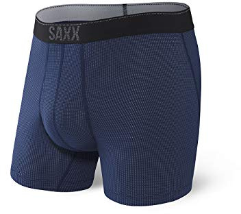 SAXX Men's Underwear -QUEST Quick Dry Mesh Boxer Briefs Fly with Built-In Pouch Support – Midnight Blue II, XX-Large