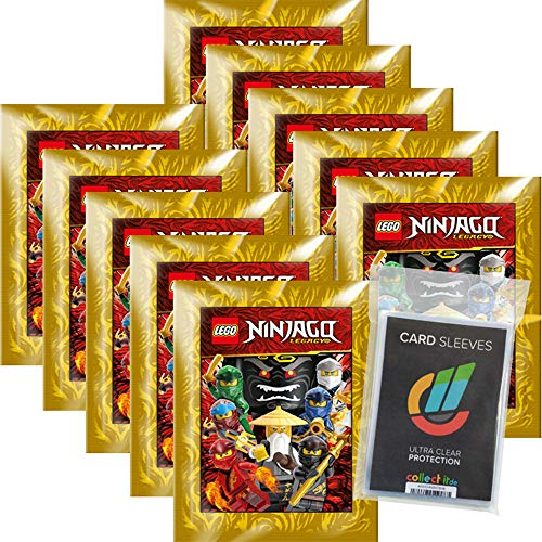 CAGO Lego Ninjago Legacy Sammelsticker - 10 Tüten, 50 Goldfarbene Cartoon Aufkleber, Kunststoff, Rechteckig, Indoor, Selbstklebend, Sticker