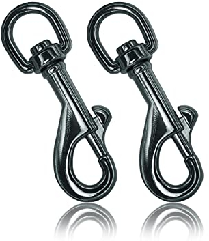 Ganzoo Karabiner-Haken mit Drehgelenk L: 65mm, Bolzen-Karabiner für Hunde-Leine, 2 Stück, Stahl-Karabiner, für Paracord 550 Hundehalsband, Schnapp-Karabiner Drehkopf, Zinklegierung, Farbe Titan