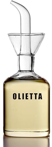 Olietta Tropf- und auslaufsichere Ölflasche aus Glas - 125 ml Ölflasche mit Ausgießer - Ölspender zum Ausgießen & Träufeln von Olivenöl & Anderen Flüssigkeiten - Leicht zu reinigen - Öl Dosierflasche