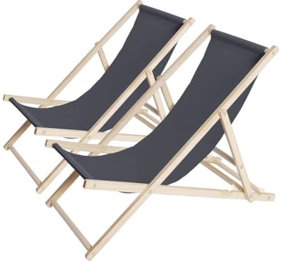 Habitat et Jardin Liegestühle aus Holz 2er-Set Chilienne - 107 x 56,5 x 81 cm - Grau