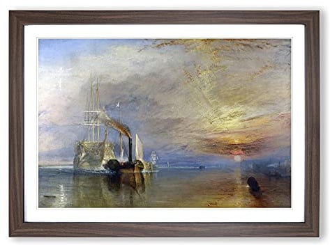 Big Box Art The Fighting Temeraire by Joseph Mallord William Turner Framed Wall Art Picture Print Ready to Hang, Walnut A2 (62 x 45 cm)