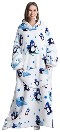 Pterygoid Verlängert Übergroße Hoodie Decke, Sweatshirt mit Taschen und Kapuze,Decken Damen,Superweiche und Warme Kuschelpullover TV ,Tragbare Für Herren Frauen Erwachsene