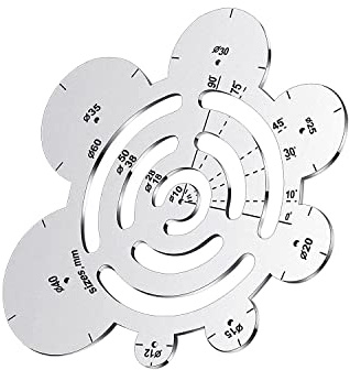 Ocnvlia Runder Kreis, Winkelmesser, aus Metall, Schneidwerkzeuge aus Leder, für Projekte aus Leder, zum Zeichnen von Lederarbeiten, Basteln, A, silberfarben
