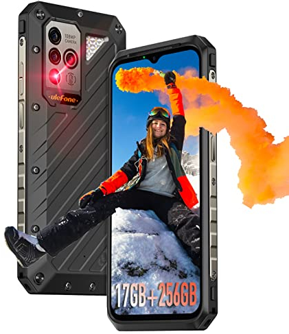 Ulefone Power Armor 19 Outdoor Handy 17GB + 256GB 5G Smartphone 9600mAh Akku/66W, 108MP Kamera 6.58 Zoll FHD+ mit Sofort Ablesbares Thermometer, IP68K Outdoor Smartphone Android 13 Dual SIM/NFC