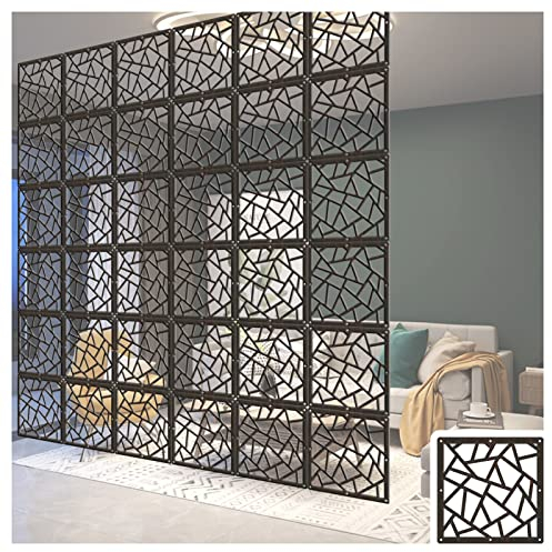 PFCDZDU Hängender Raumteiler, PVC-Paneele Sichtschutzwand, Hollow Out Design DIY Trennwand Für Dekorieren Schlafzimmer Wohnbereich Büro Cafe Restaurant (Farbe : Schwarz, Größe : 15pcs)